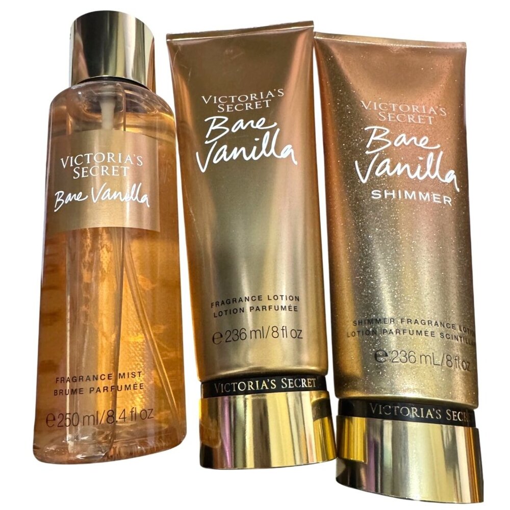 Victoria's Secret 3 pc Bare Vanilla Fragrance Mist &‎ Lotion Set NEW